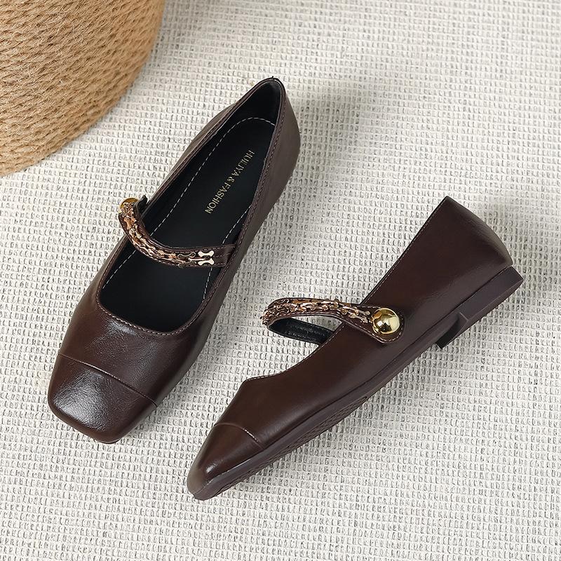 Модные французские туфли Мэри Джейн для женской весны 2024 года. Новая мода. В сочетании с юбками. Женские элегантные туфли-лодочки. Балетки. Роскошь