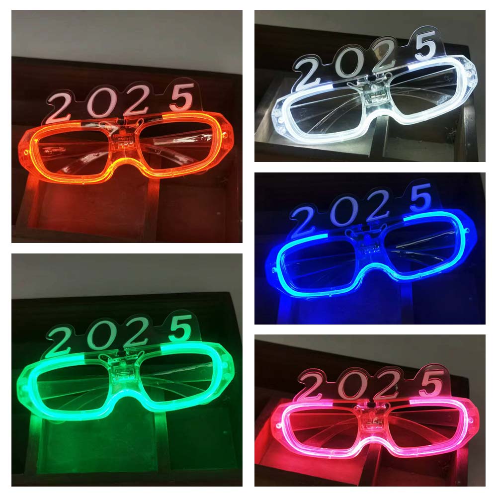 Цифра Буква 2025 Светодиодные Светящиеся Очки Фотографические Украшения Очки для Новогодней Вечеринки Новогодний Подарок