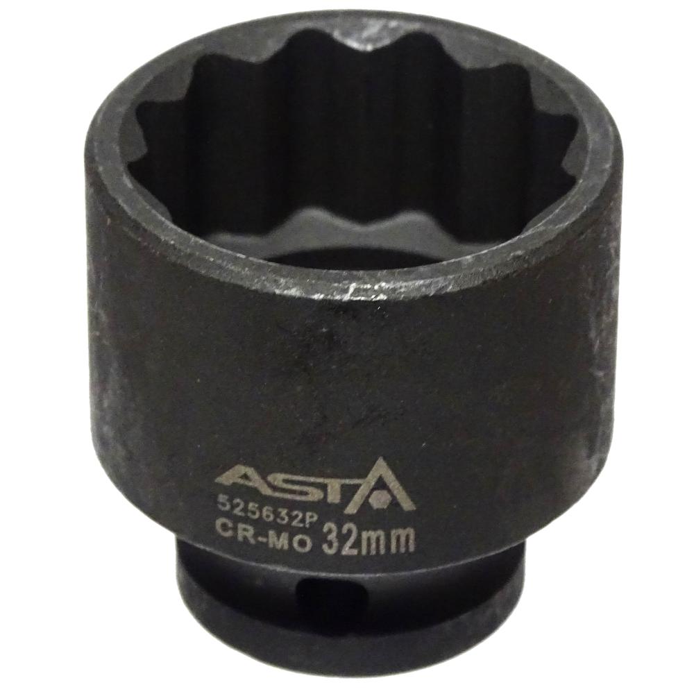 Impact socket 32mm 12-point 1/2' socket wrench CR-Mo, Asta