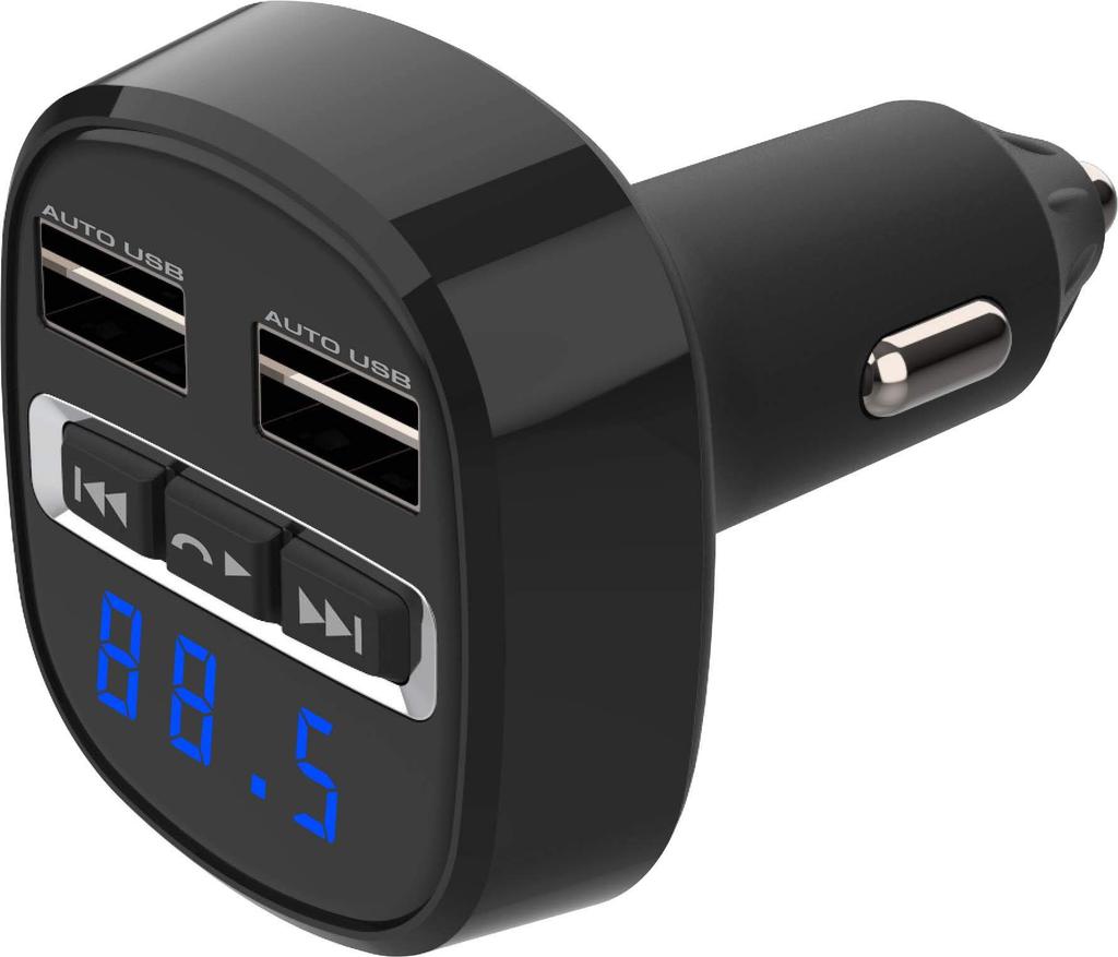 Kashimura NKD-219 Bluetooth FM-трансмиттер, Полный диапазон, USB 2 порта 4.8A, Реверсивный вызов в режиме громкой связи, USB Всего 4.8A, Поддерживает 12/24В