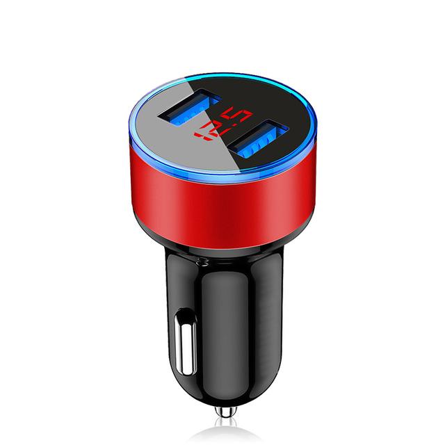 3.1A Dual USB Car Charger 2 Ports LCD Display 12V Car Cigarette Socket Lighter Car Phone Charger For iPhone 12 11 Pro Samsung