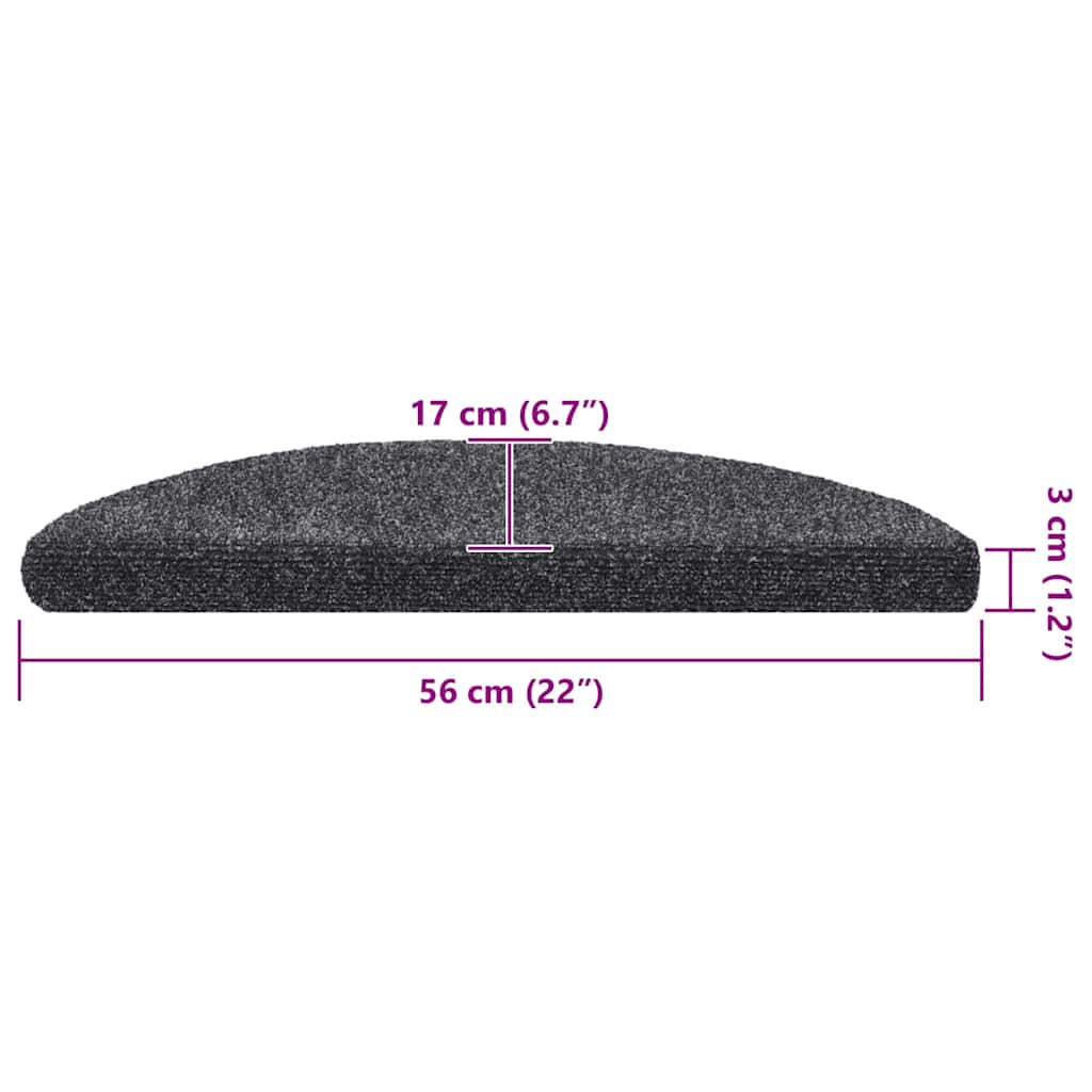 Self Adhesive Stair Treads 20 pcs 56 x 17 x 3 cm Dark Gray Semi Round