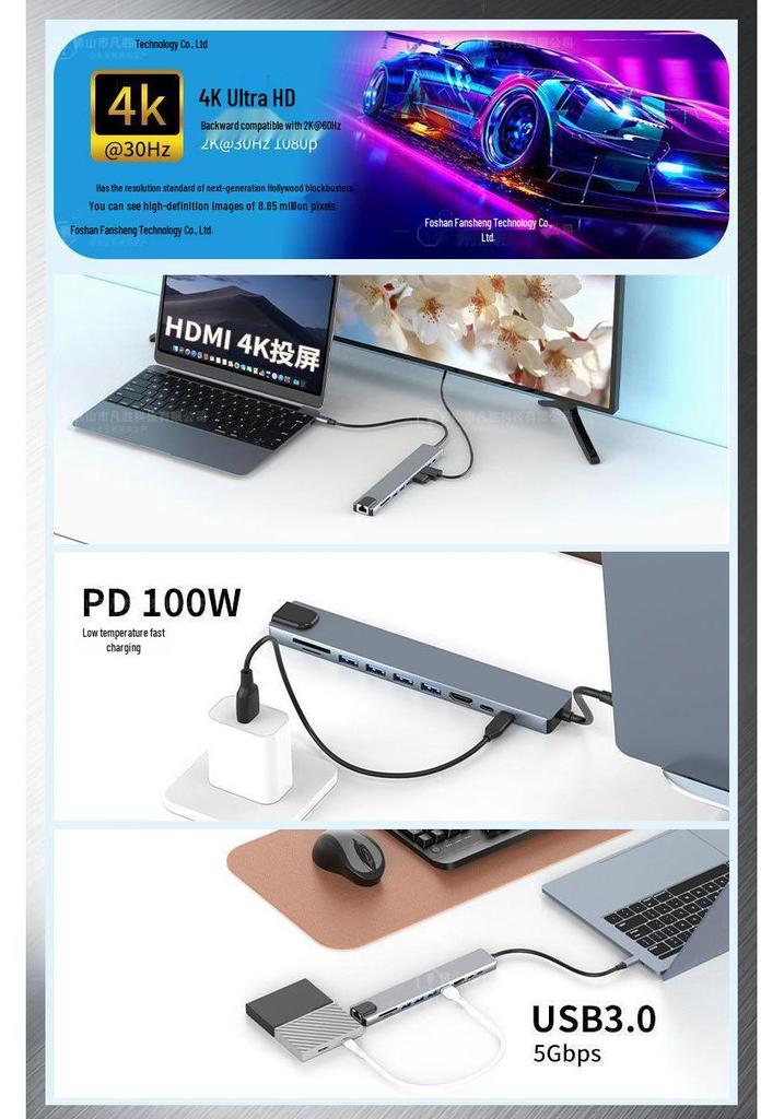 Док-станция USB-C: Адаптер расширения для ноутбука и планшета с HDMI и USB 3.0