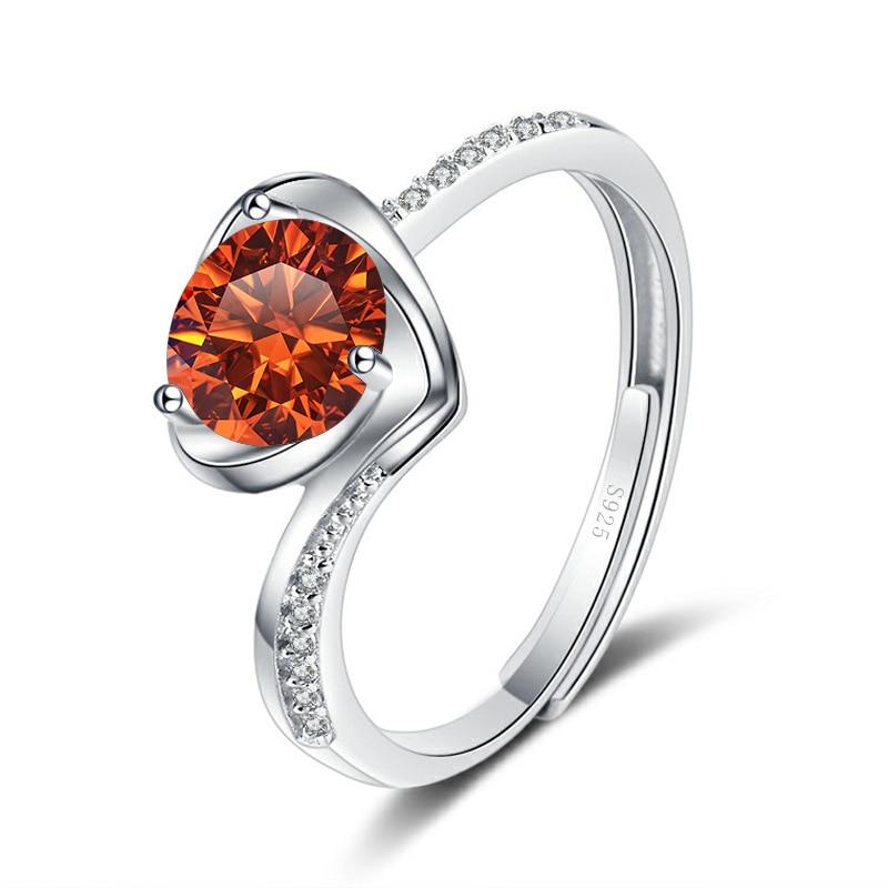 Bague Ringen Женские свадебные украшения из стерлингового серебра 925 пробы, 1 карат, VVS D, цветное кольцо с муассанитом, в форме сердца, обручальные кольца, изменяемый размер