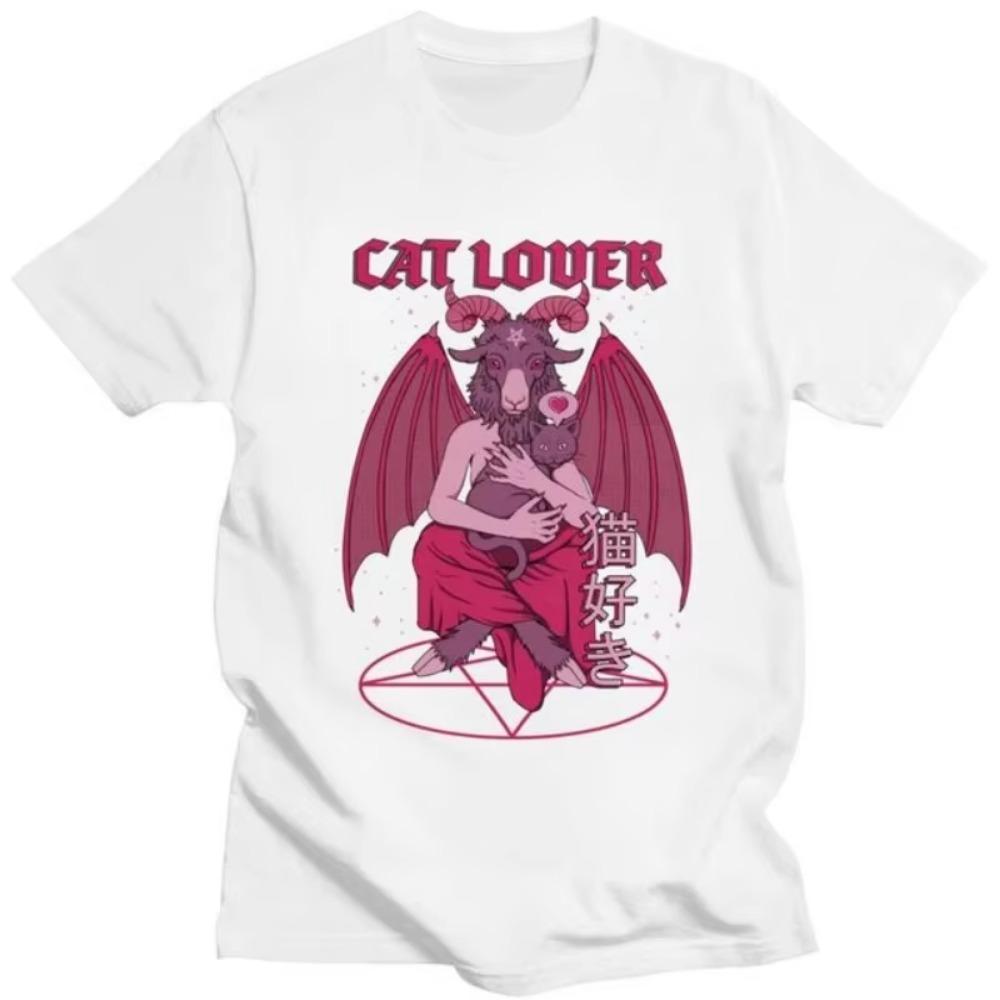 Мужская футболка с коротким рукавом Крутая футболка Каваи Сатана Демон Призрак Оккультный Коза Графические футболки Одежда Каваи Аниме Футболка