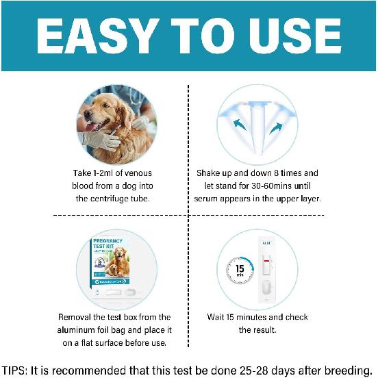 Dog Pregnancy Test Kit, Pet Pregnancy Supplies, Accurate and Fast Pregnancy Test Strips for Puppy, Disposable Pet Clinic Equipment at Home
