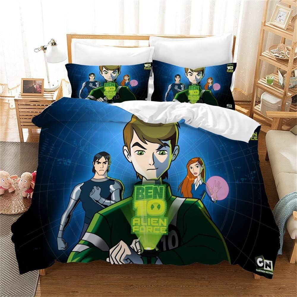 Exquisite Cartoon Ben 10 Wallpaper Anime Print Bedding Set Duvet Cover Comforter Bed Youth Kids Girls Boys Birthday Gift