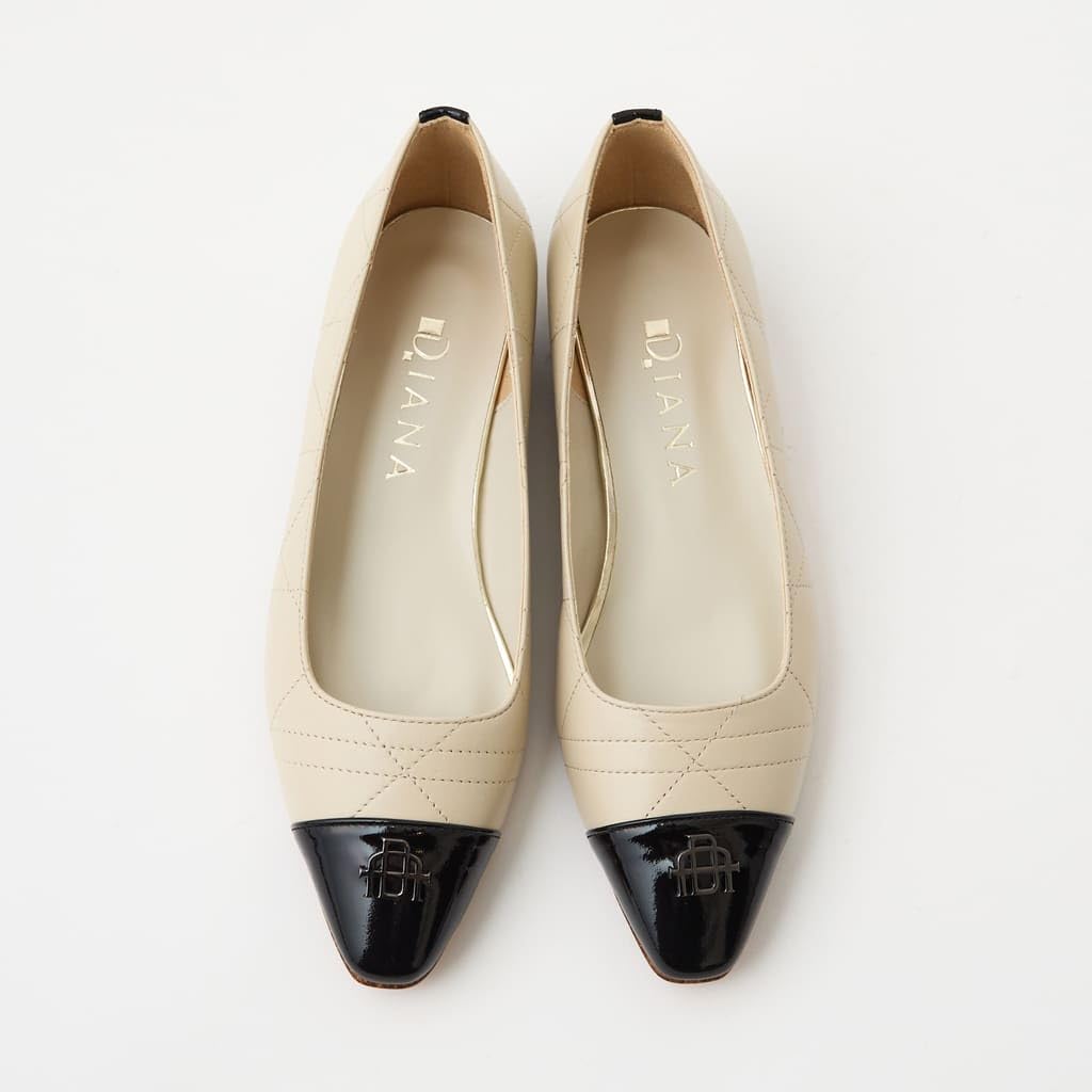 Туфли-лодочки на низком каблуке, модель 133125100012 [Diana], Япония, бежевый, 24.0см,