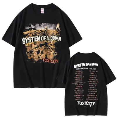 Винтажные Футболки Рок-группы System of A Down Тур Toxicity Мужские Женские Готические Панк-Рок Футболки Мужские Хип-Хоп Оверсайз Футболки