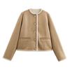 Retro European-American Style Women's Double-Sided Jacket with Gold Button Embellishments