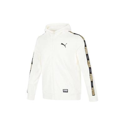 Puma Сплошная полосатая куртка с логотипом и надписью на молнии с капюшоном унисекс, верхняя одежда, белый цвет 539532-93