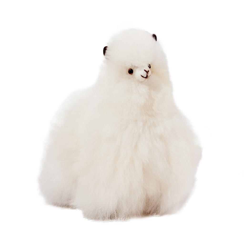 INJOI Plush Alpaca Toy, Fluffy and Cute, Handmade with Rare Natural Alpaca Fur, Perfect for Anniversaries and Special Occasions, Gift (15cm, White,