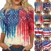 Women's Fashion Casual Round Neck 3/4 Sleeve Loose  Printed T-Shirt Ladies Top