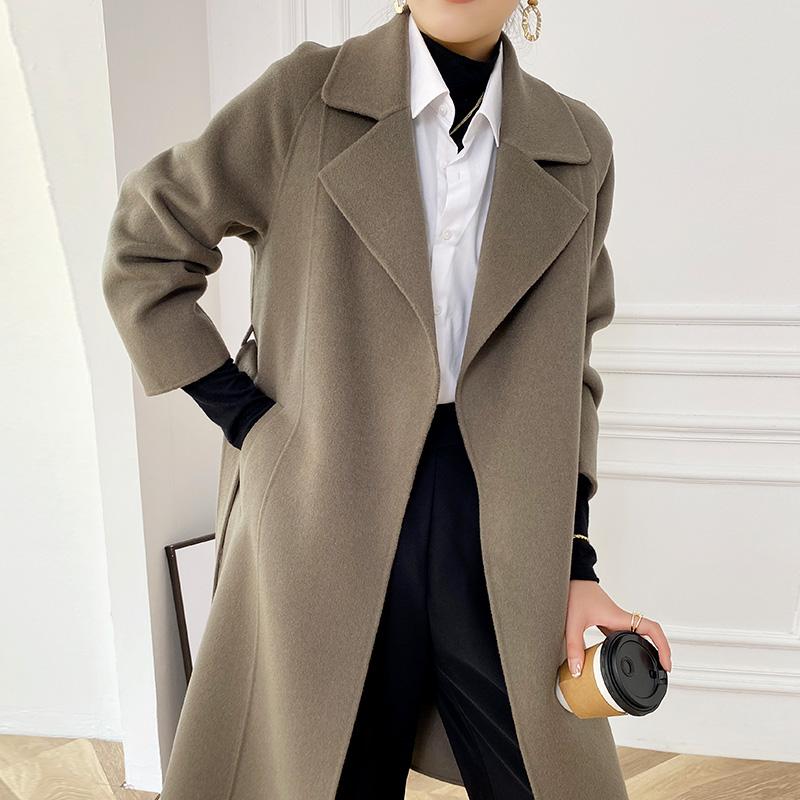 Женское пальто из 100% шерсти TIDENOVEL Осеннее шерстяное длинное пальто Ручной работы Пальто-бушлат Зимняя теплая шерстяная длинная куртка Пальто