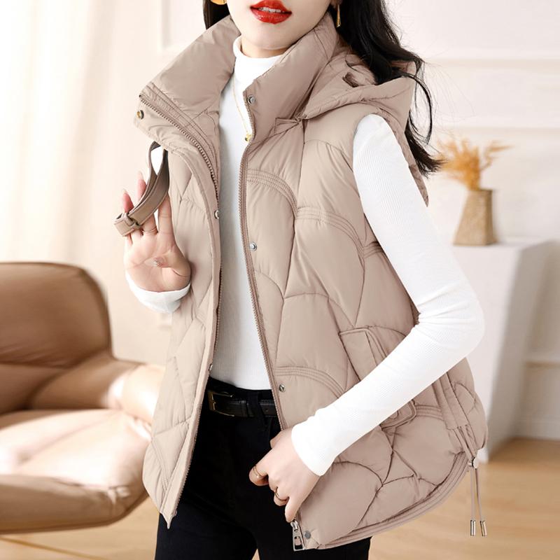 Plus Size Autumn Warm Vests for Women New Fashion Loose Women's Winter Coat Hooded Korean Style Cotton Padded Sleeveless Parka