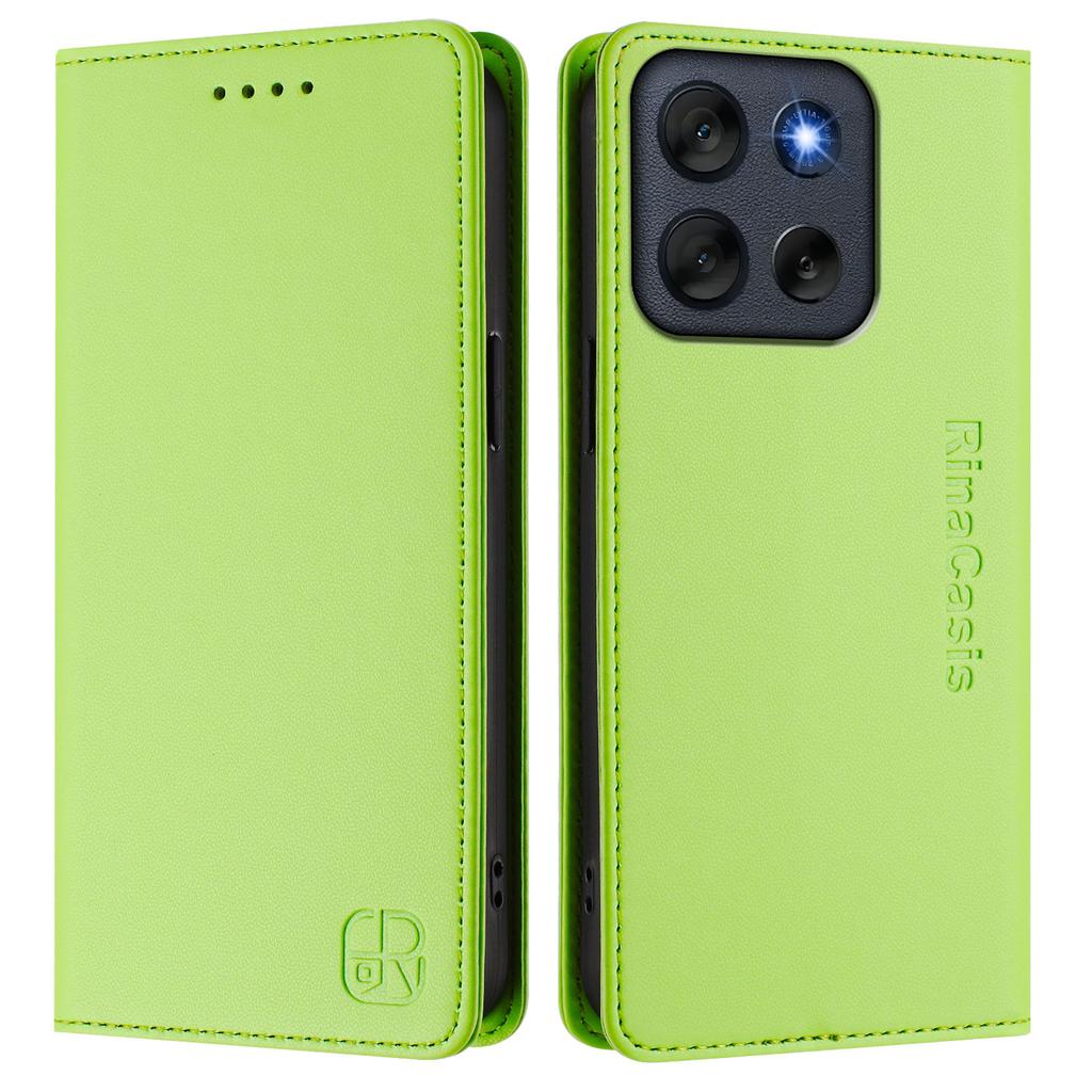 For Motorola Moto G56 5G Leather Case RINACASIS RC01 Phone Cover with RFID Blocking Wallet Stand