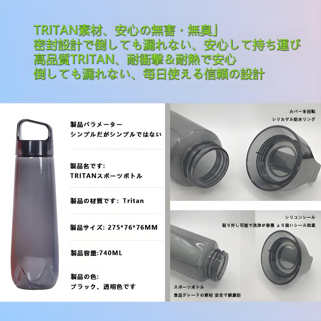 Из смолы, которую также можно использовать в медицинских целях Бутылка для воды MYEEDA 740 мл Стильная пластиковая прозрачная бутылка с ручкой Бутылка из тритана, которую легко мыть Стильная вода