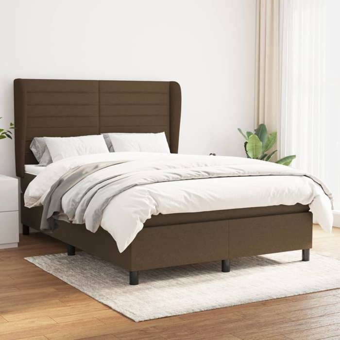 Maison Exclusive - Sommier à lattes de lit avec matelas Marron foncé 140x190 cm