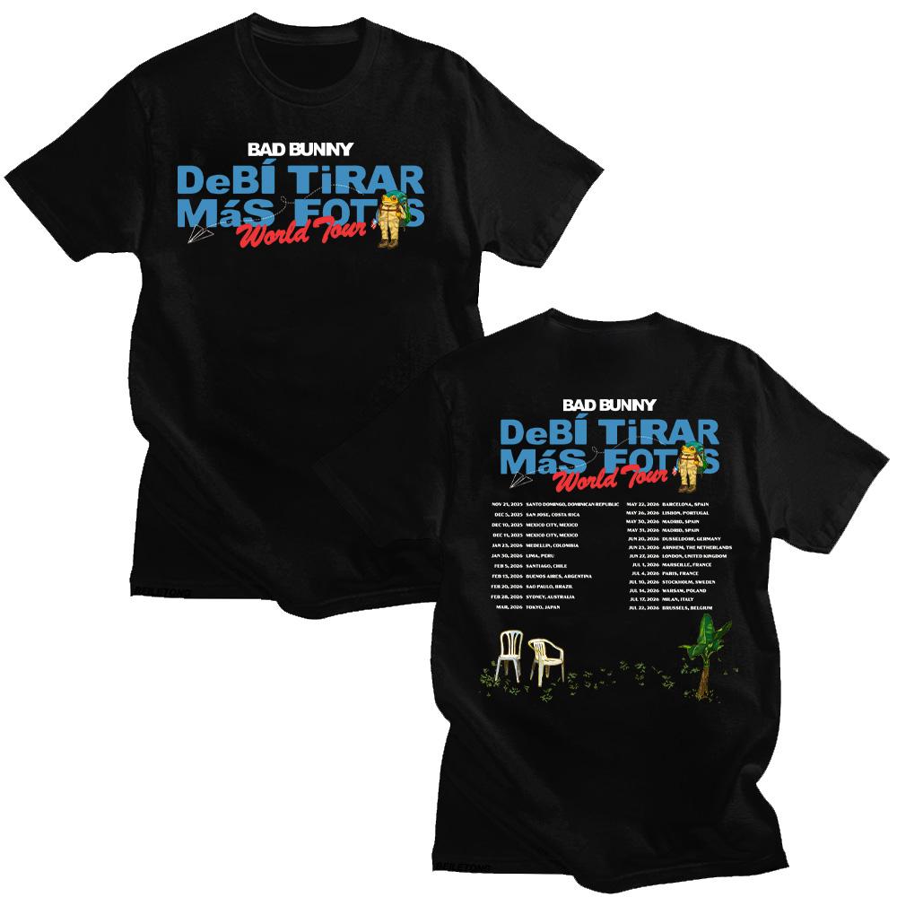 Bad Bunny DeBí TiRAR MáS FOToS World Tour Tshirt Cotton Short Sleeve Tshirts Unisex Streetwear Bad Bunny Merch Tees New Clothes