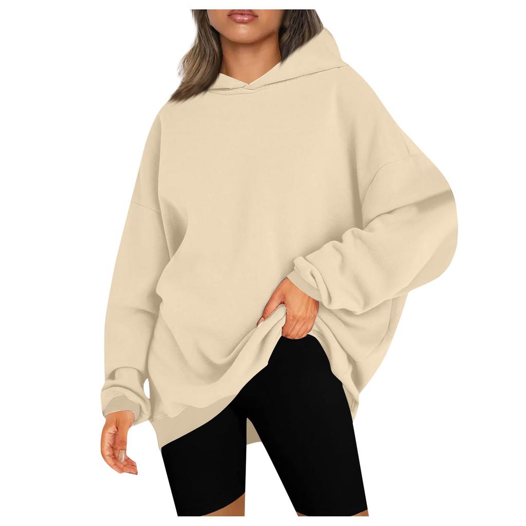 Женские повседневные модные однотонные пуловеры с длинными рукавами, толстовки с капюшоном