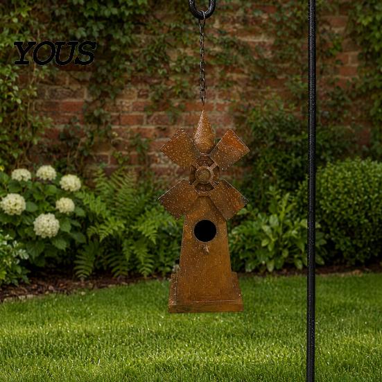 Садовый вертушка в винтажном стиле, металлический ветряк, подвесные украшения, атмосферостойкий ретро-железный сад для украшения, вращающийся, для улицы, газона, патио