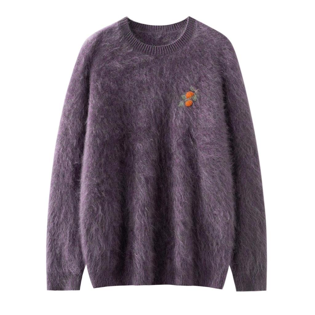Женский свободный кашемировый свитер с вышивкой для осени/зимы