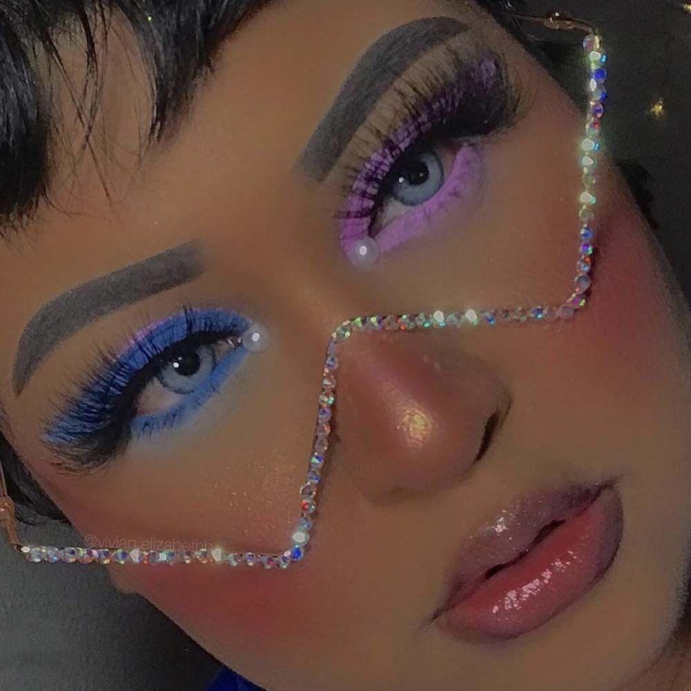 Decoration Metal Gold Fake Glasses Glasses Frame Triangle Glasses Frame Rhinestones Glasses Frame