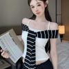 Striped One-Shoulder Shawl Camisole Vest for Women - Summer Slimming Top