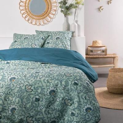 Parure De Lit 220 X 240cm - - Sunshine - 100% Coton - Bleu - Autres Motifs