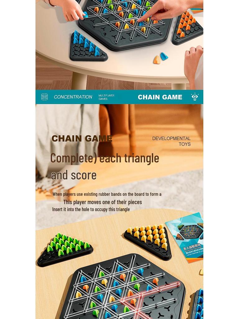 Children's Chain Tic-Tac-Toe Interactive Rubber Band Game: Two-Player Strategy and Thinking Toy