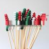 Цветные бамбуковые зубочистки для рождественской елки: Палочки для фруктов и украшений в виде сосновых веток, одноразовые шпажки