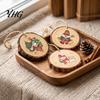 Christmas Tree Hanging Ornaments 12/24/36Pcs Gnome Wooden Ornaments, Round Wood Slice Decorations, Santa Natural Log Decor Print Designs for