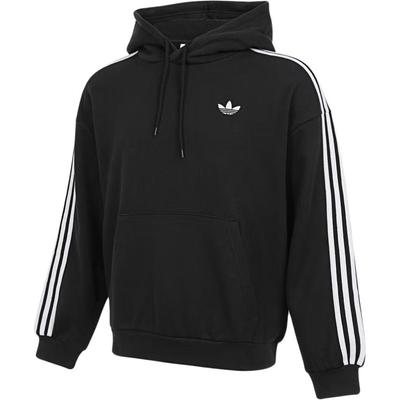 adidas Оригинальная толстовка 3S в полоску, пуловер с длинным рукавом, мужские топы, черный KG3903