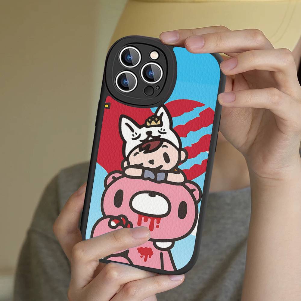 Милый G-Gloomy B-Bear Чехол для телефона Для IPhone 16 15 14 13 12 11 Pro Max Plus Кожаный Мягкий Чехол