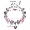 Silver Modular Bracelet Pink Beads Charms Adjustable 19 - 22 cm