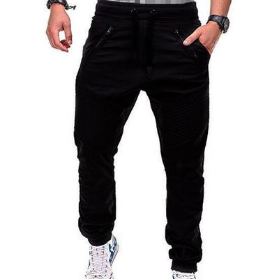 Мужские повседневные и модные спортивные штаны на резинке со шнурком и двойными молниями