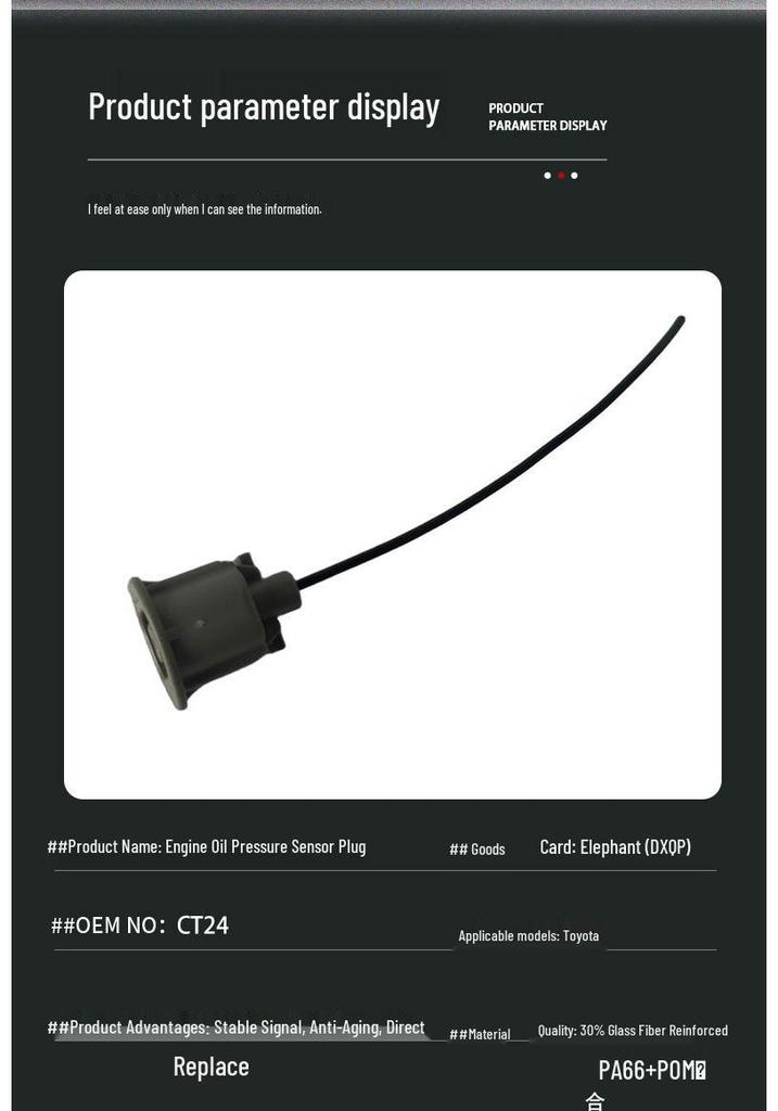 CT24 Oil Pressure Sensor Plug for Toyota Camry, Corolla, RAV4
