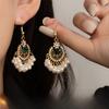 Серьги-крючки с жемчужной бахромой в этническом стиле, Серьги-цветы в богемном стиле, инкрустированные бриллиантами, Массивные серьги, Высококачественные украшения.