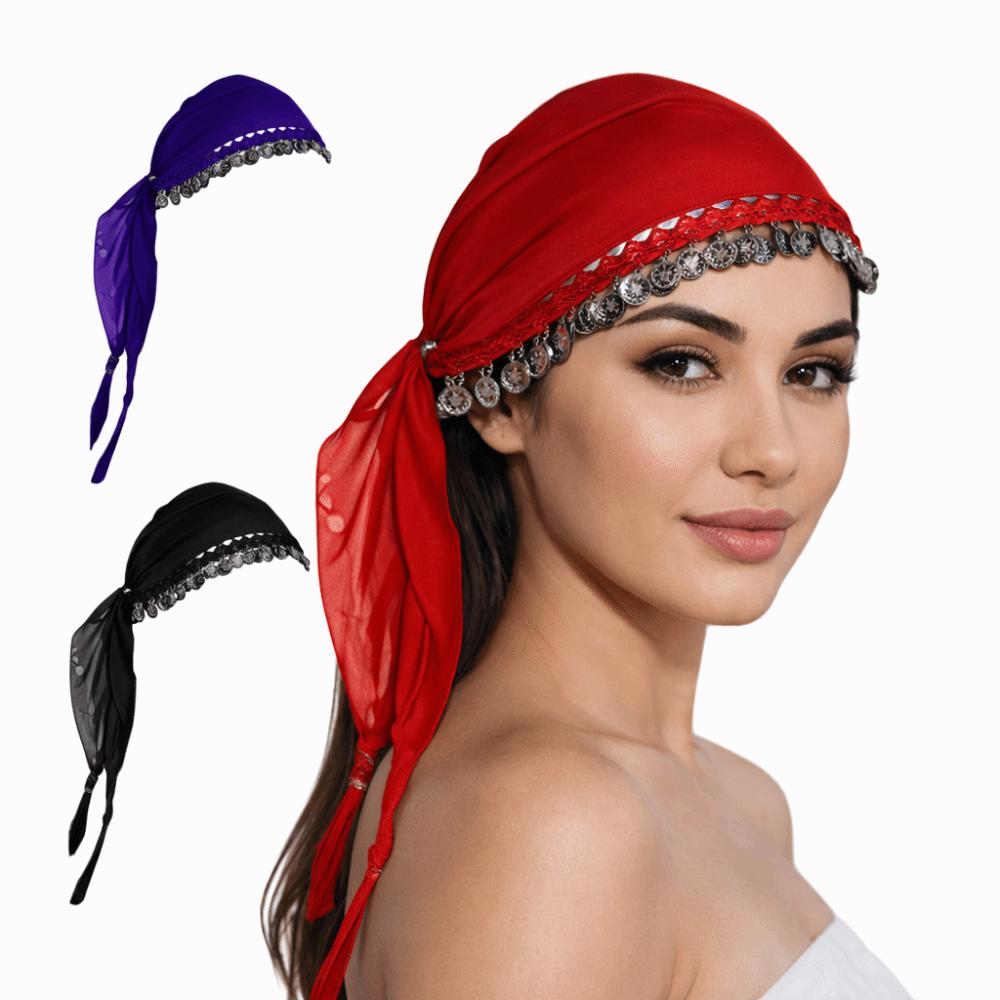 Вязаные аксессуары для танца живота Традиционный костюм для танца Головные уборы Платок с монетками Танец живота