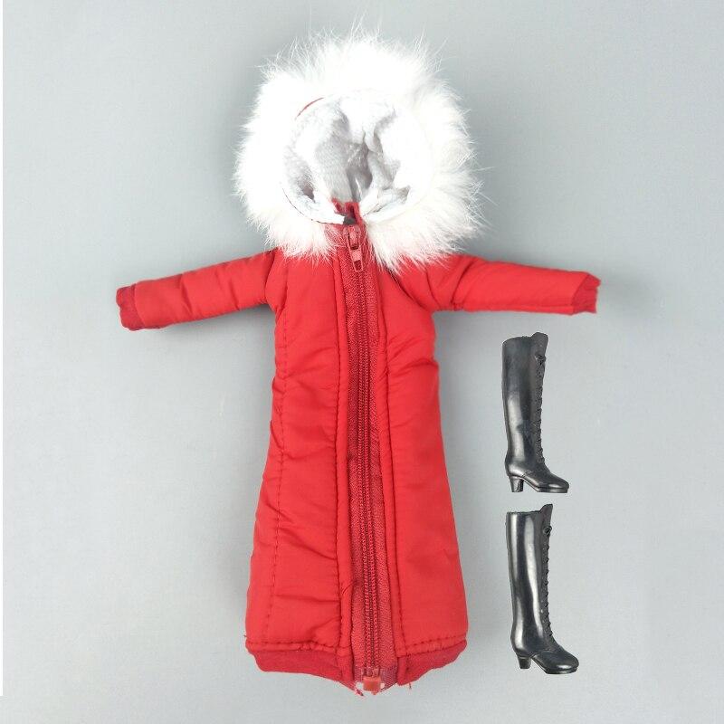 Красная зимняя одежда, длинное пальто для куклы Барби, наряды, парка для кукольного домика 1/6 BJD, куртка для кукол 1:6, аксессуары для детей, игрушки