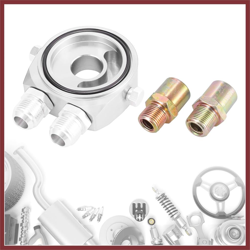 Universal Car Aluminum Alloy Oil Filter Cooler Sandwich Thread Plate Adapter Oil Cooler Kit Silver Tone M20x1.5 1/8 NPT Replace Parts