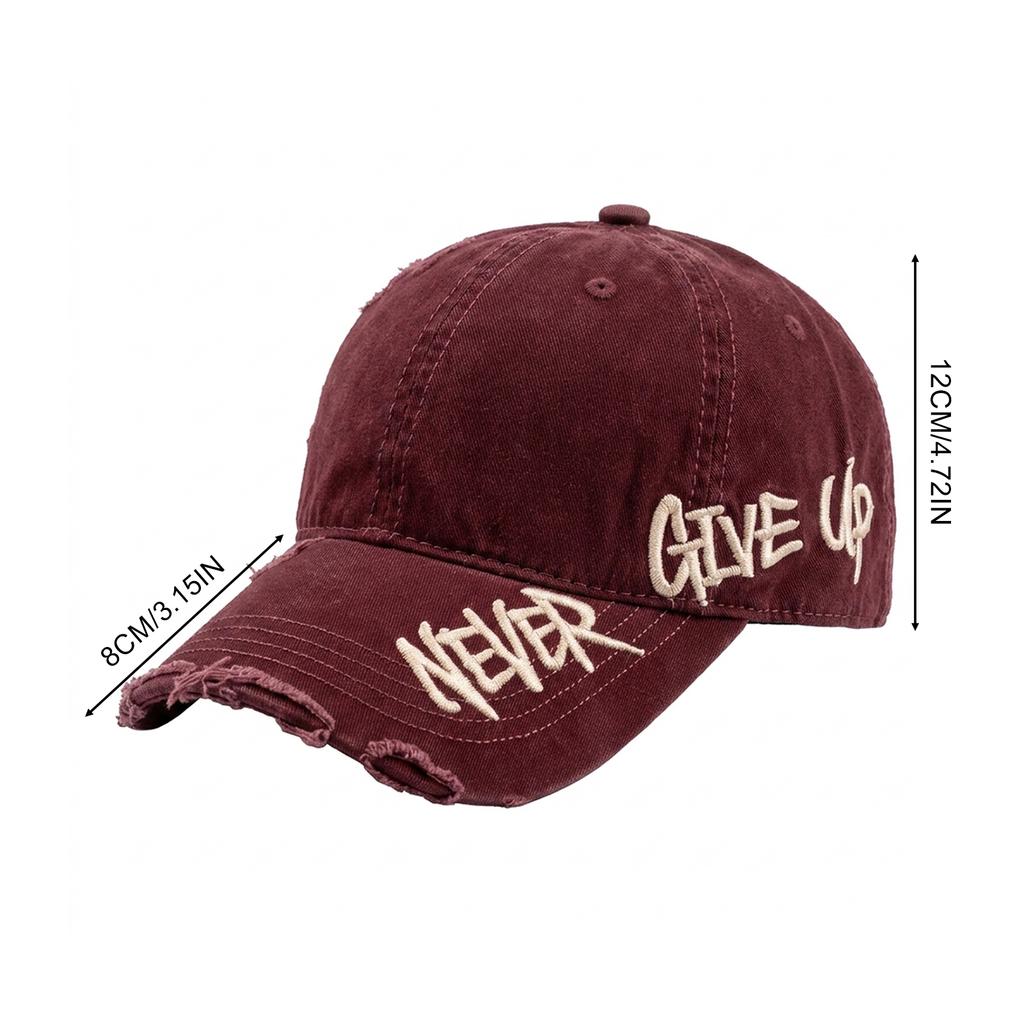 Embroidered Cross Washed Baseball Cap with Holes Punk Style Adjustable Streetwear Hat for Unisex