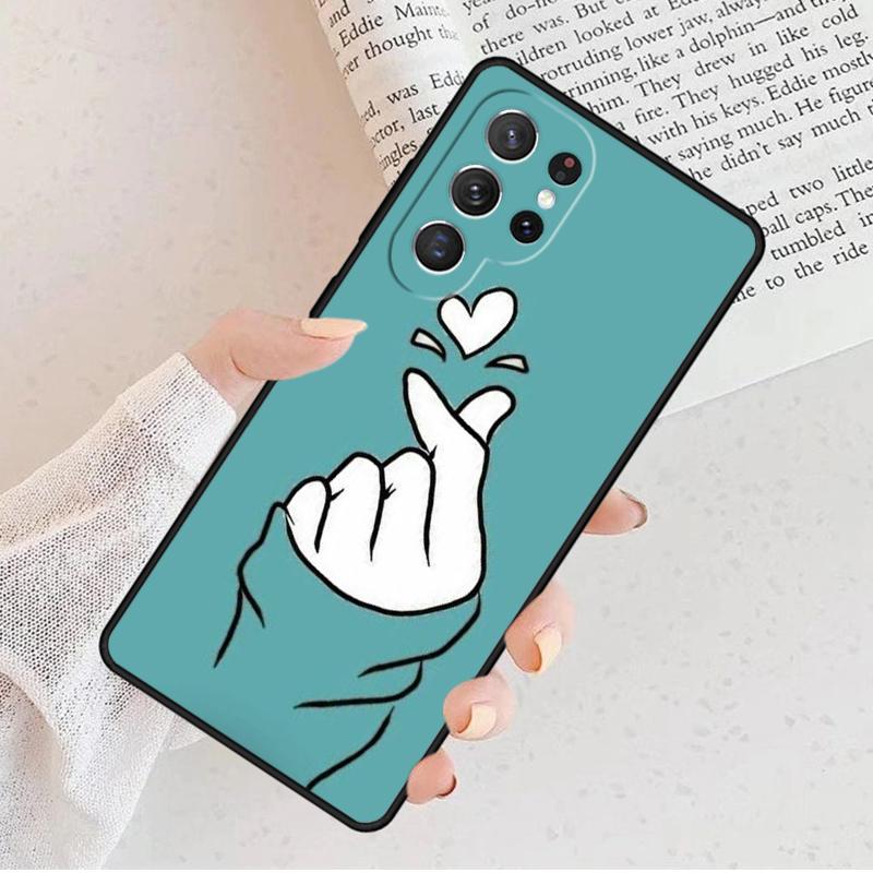 Чехол для телефона Kpop Пальцевое Сердце Для Samsung Galaxy S25 S23 S30 S8 S21 S20 FE S24 S22 Note 10 20 Plus lite Ultra