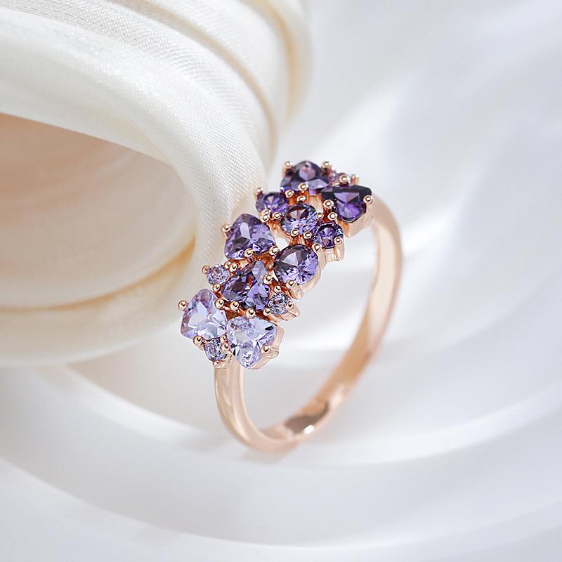 Dark Light Color Gradient Matching Purple Zircon Rings for Women Sparkling Personality Accessories