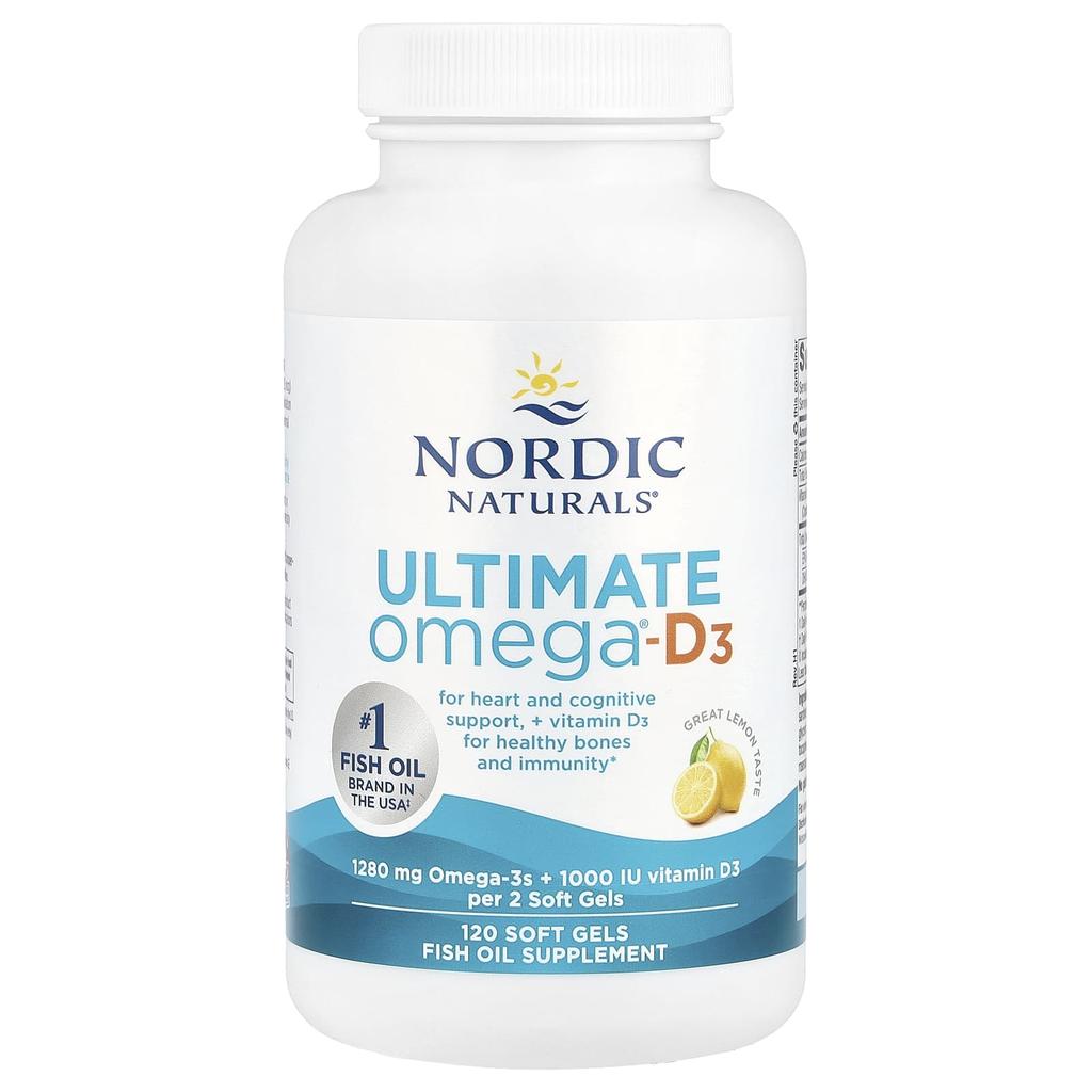 Nordic Naturals Ultimate Omega®-D3, Lemon Flavor, 120 Softgels