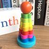 Деревянная радужная пирамидка для детей 0-2 лет | Развивающая игрушка «Кольцеброс»