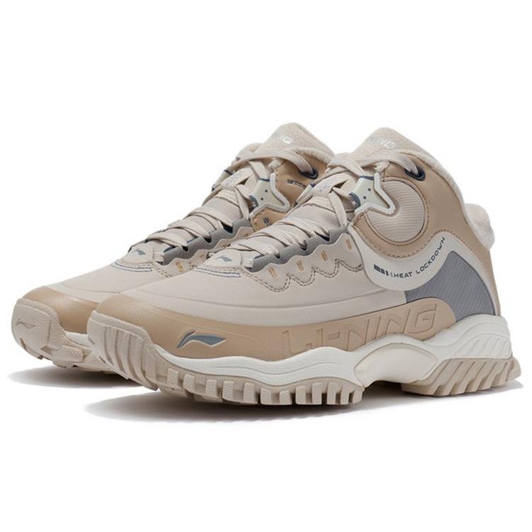 Li-Ning Casual Shoes Women's Mid-top Light Gray Pink/Ice Sand Brown AGLR132-1