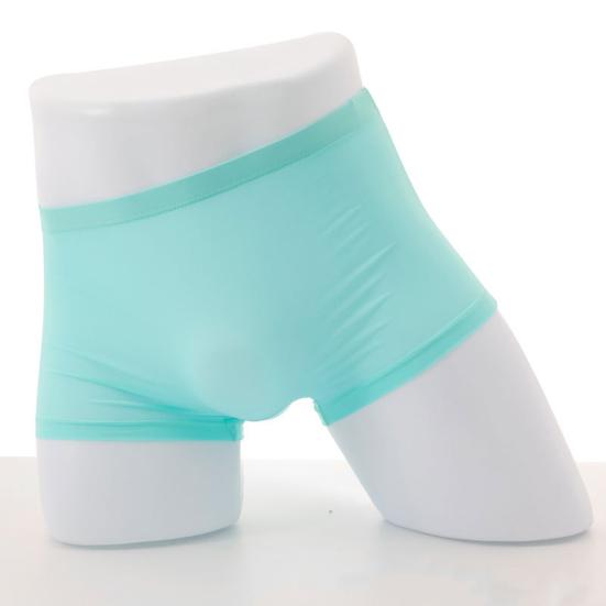 Мужские трусы-боксеры из ледяного шелка с низкой посадкой и эластичным поясом, гладкие шорты, нижнее белье, однотонные U-выпуклые ультратонкие трусики