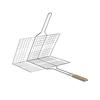 Double Grill Barbecue - Chrome Plated Steel - 34x22 Cm - Wooden Handle - Easy To Use - Durable