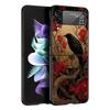 Black Raven Hard PC Phone Case For Samsung Galaxy Z Flip 7 6 5 4 Black Cover For Galaxy Z Flip 3 Foldable Shell Fundas Capas Bag